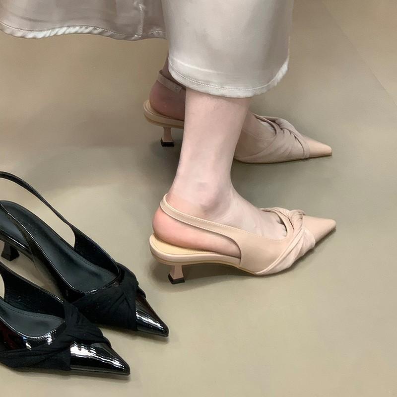 High Heels Women's Shoes Elegant Pointed Toe Slender Heel Single Shoes Flip-top Sandals