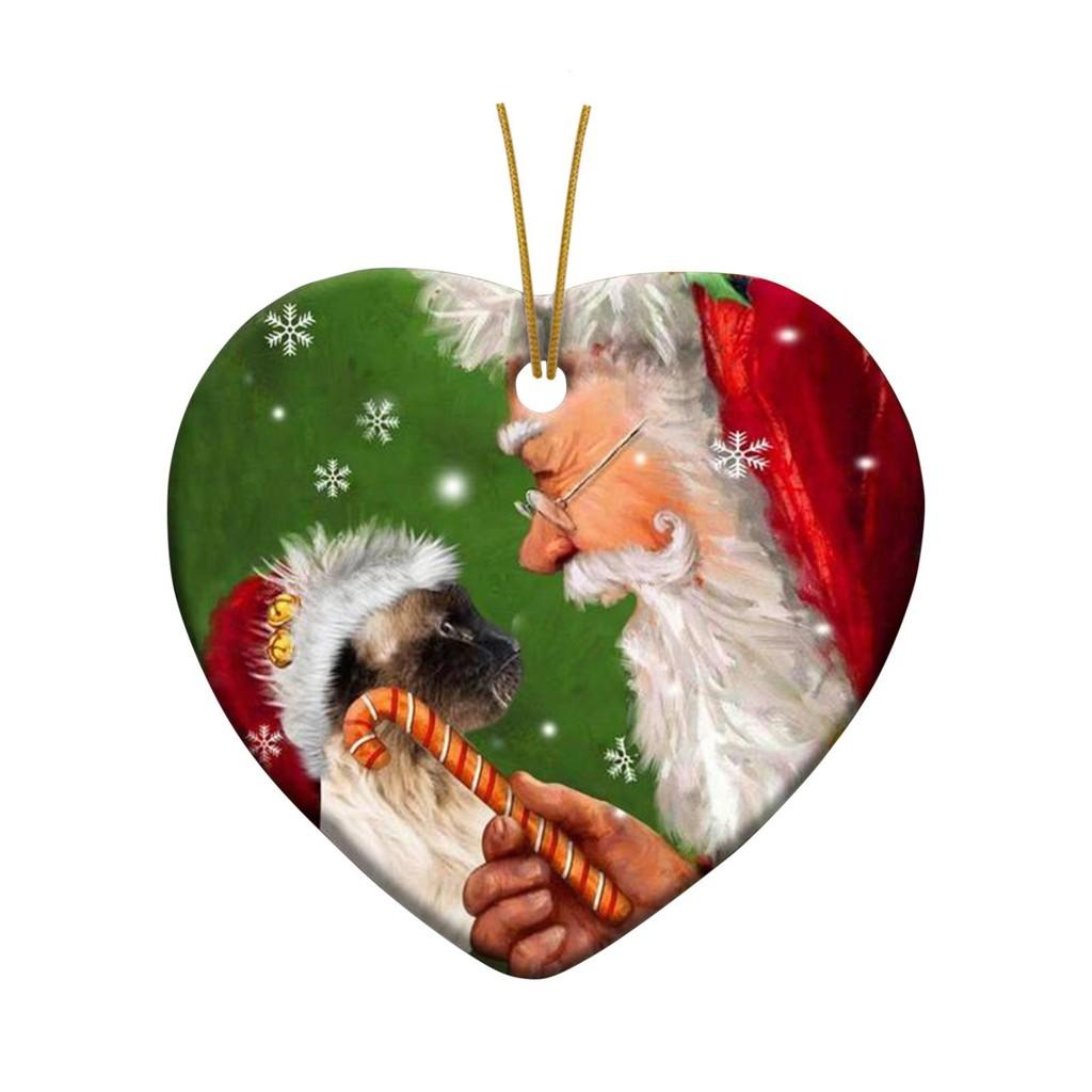 Joyful Acrylic Santa Claus And Cat Decorative Hanging Ornament For Christmas Cheer