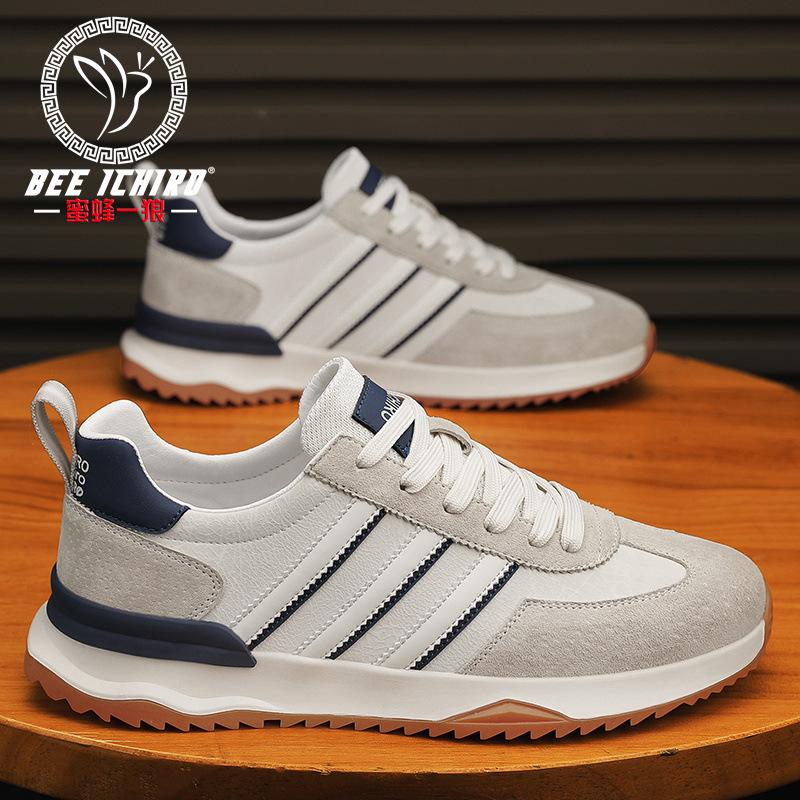 Spring new casual leather running trendy shoes thick baseplate shoes sports men's shoes