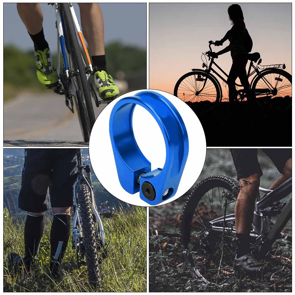 31.8 34.9mm Aluminum Alloy Ultralight Bike Seat Tube Lock Clip Bicycle Seatpost Clamp(Blue 31.8mm )
