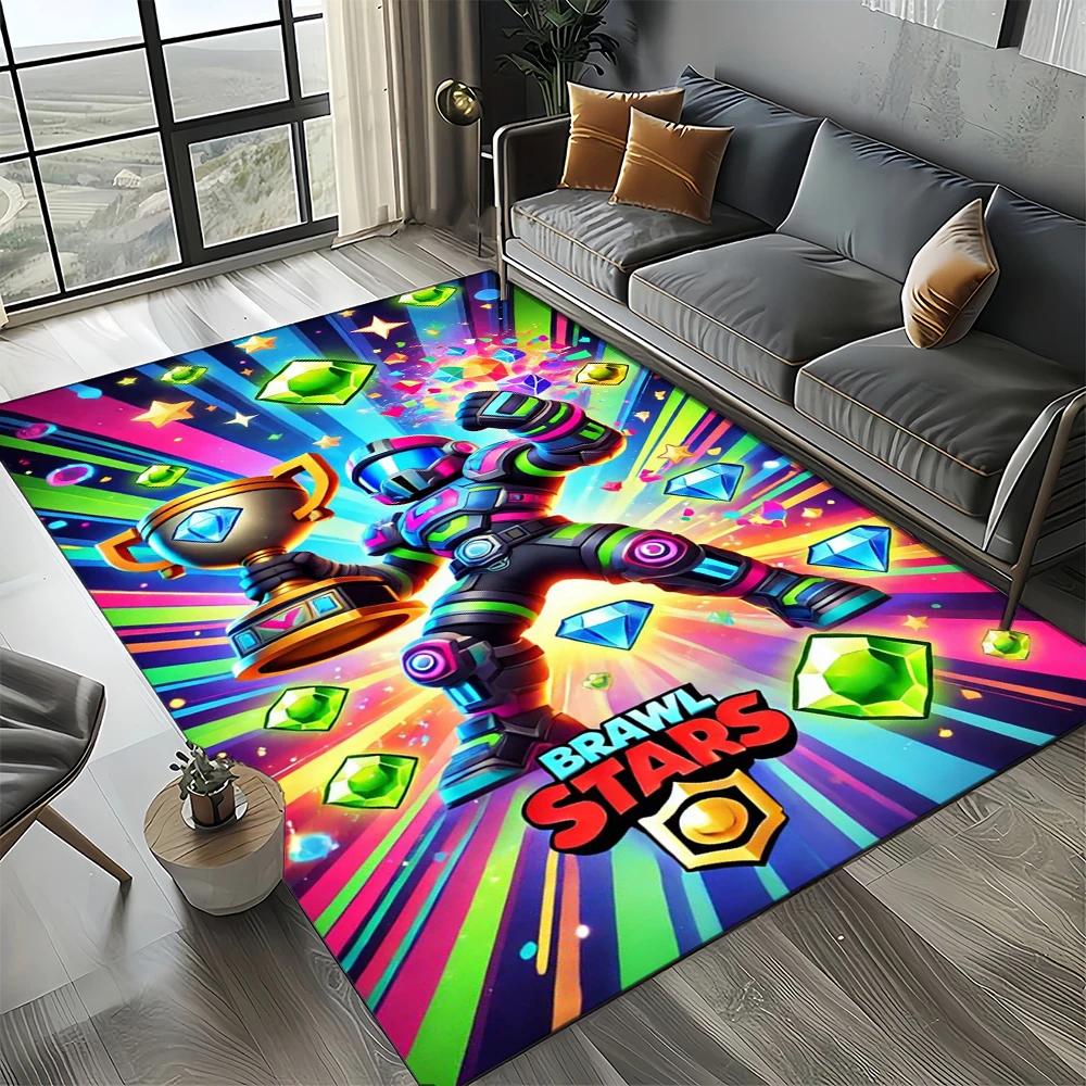 HOT B-Brawlls Cartoon Game 3D Print Rug Carpet for Living Room Bedroom Home Decor,kids Play Non-slip for Sofa Doormat