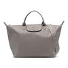 Le Pliage Minimalist Elegant Snap Button Zipper Closure Leather Shoulder Crossbody Tote Bag Large Women Handbags Gray 10201987P55