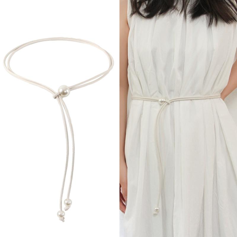 Fashion Round Leather Rope Thin Belt Waist Chain Women Decorative Knotted Waist Rope Decorative Skirt Coat Sweater Strap