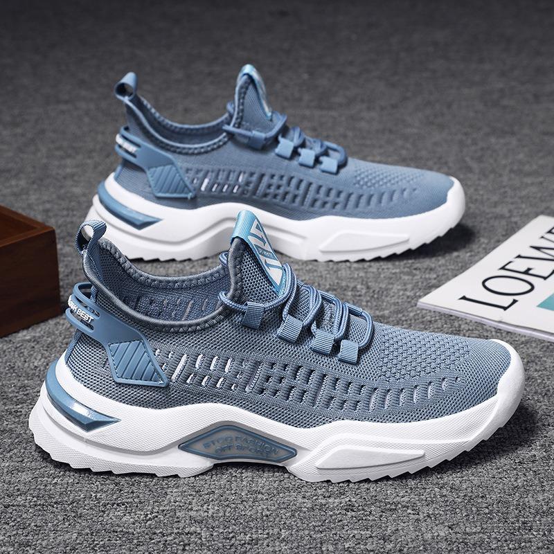 Men's flying knitting one-pedal lazy shoes flying knitting breathable casual shoes men's trend low-top sports shoes running shoes