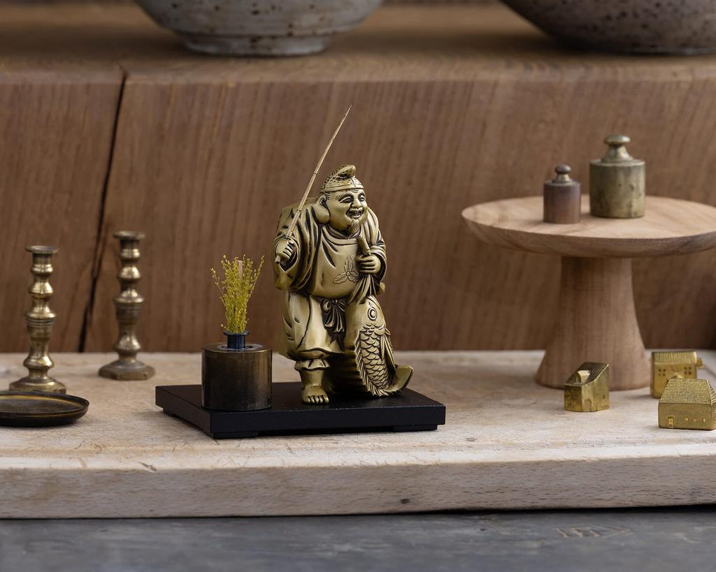 Seven Lucky Gods of Good Luck Ebisu Silky Gold Buddhist Hideun Makita Buddha Statue Ornament Takaoka Copperware sculptor Prototype_Kobiki (Ebisu 7F)