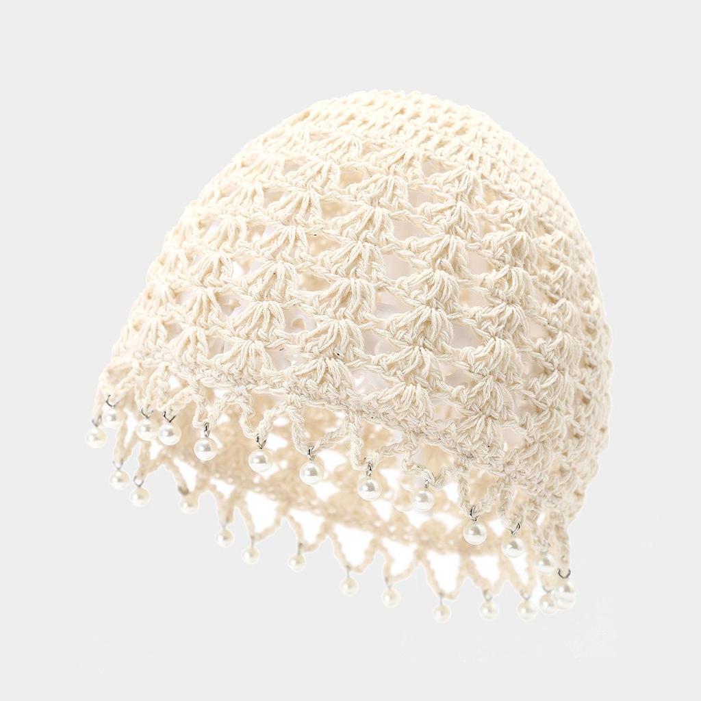 Cappello a secchiello all'uncinetto floreale da donna - Pullover in stile etnico con laccetto a nappa