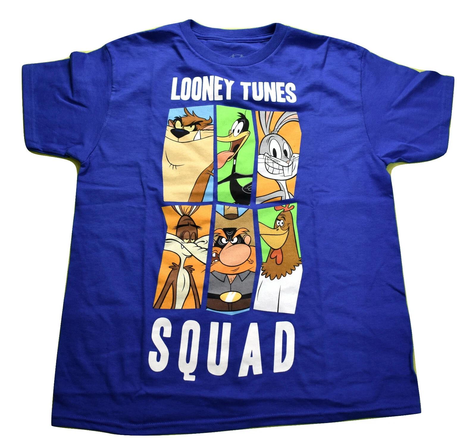Looney Tunes Youth Boys Taz, Bugs Bunny, Daffy Duck, Wiley Squad Shirt New M 4XL