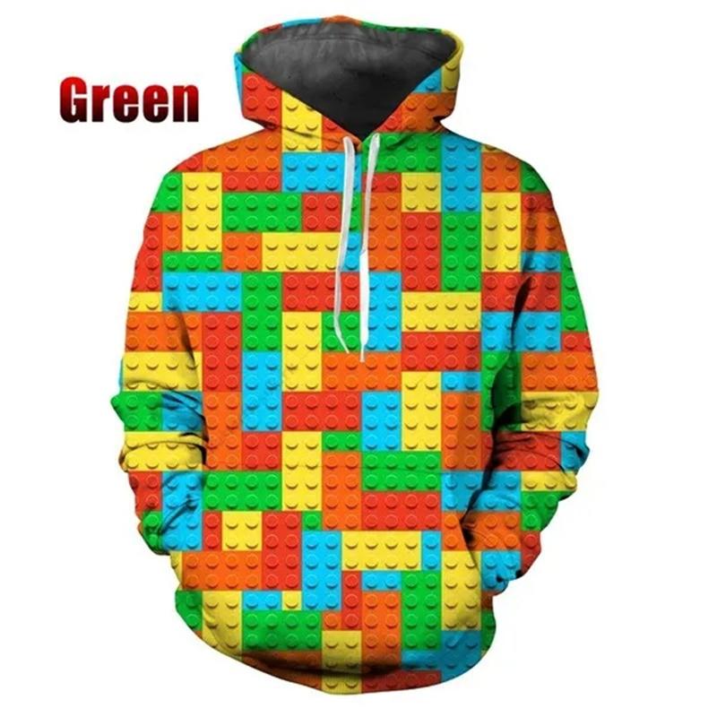 Funny Building Blocks Bricks Toy Graphic Kids Hoodie Pullovers Men Clothing 3D Printing Hoodies Women Fashion Sweatshirts Hoody