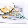 16Pcs Dinnerware Knife Fork Coffee Spoon Cutlery Set  Flatware Stainless Mint Green Gold Steel Silverware Tableware Set