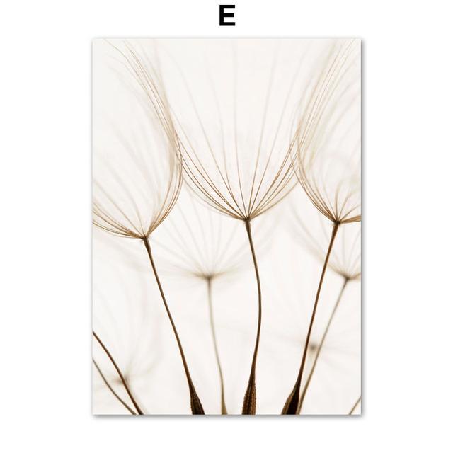 Nordic Beige Dandelion Flower Plant Feather Canvas Painting Wall Nature Art Posters Prints Pictures For Living Room  Home Decor