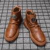 Men Retro Motorcycle Boots Autumn Winter British Style Plush Comfortable Short Boots Outdoor Travel Sports Leisure Shoes 2024