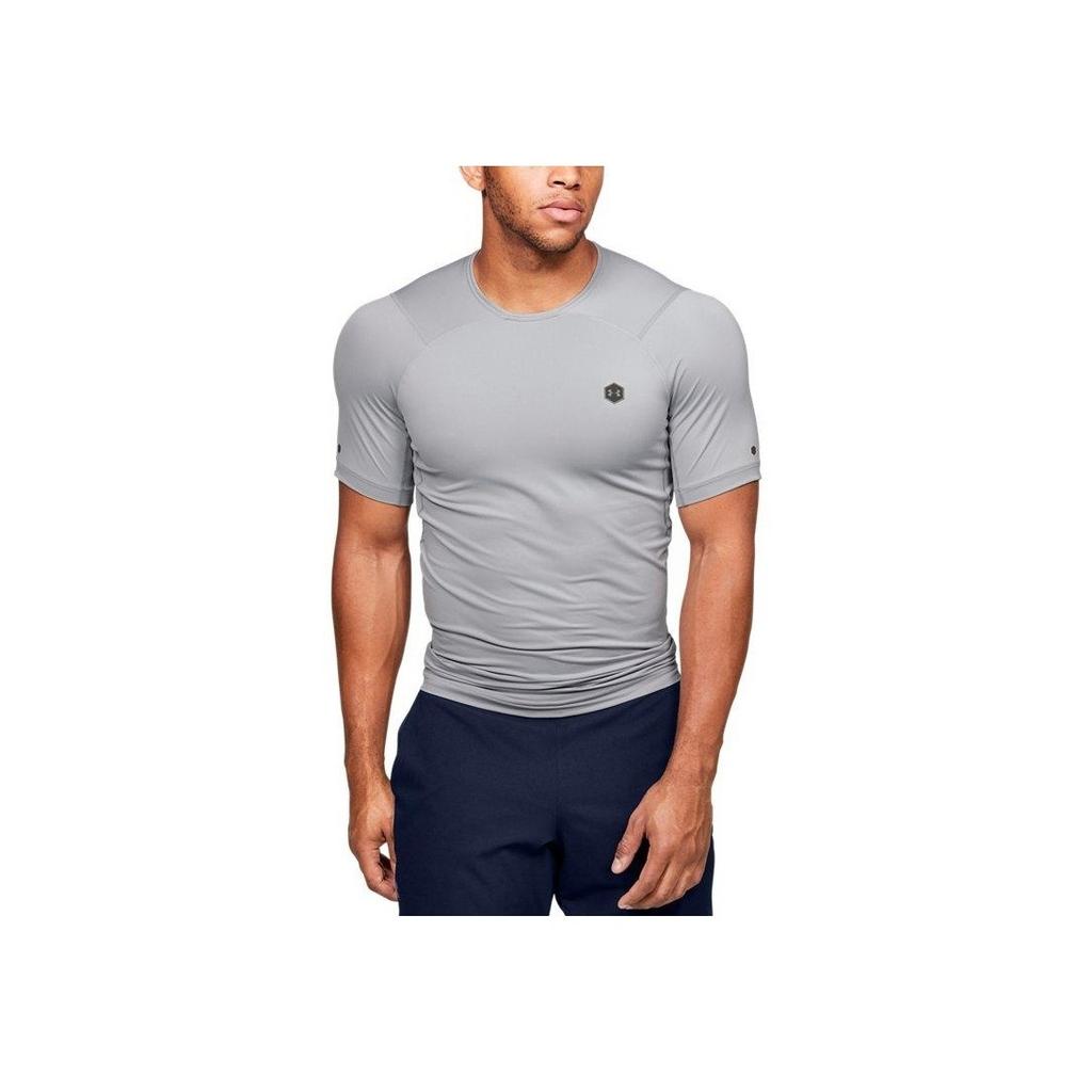 Under Armour HeatGear Compression Solid Crew Neck T-Shirt Men Tops Mod-Gray 1353449-011