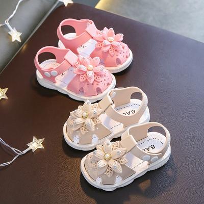 Infant Shoes Baby Girls Toddler Flats Shoes Baby Summer Sandal Flower Soft Rubber Sole Anti-Slip Crib Shoes