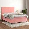Maison Exclusive - Bed Slat Base with Pink Mattress 140x200 Cm Velvet