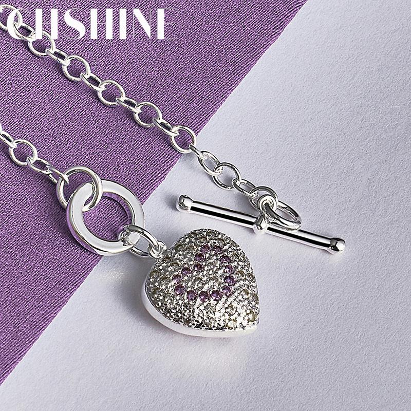 CHSHINE Bracelet Charm Cœur Cristal Argent Sterling 925 Pour Femmes Mode Bijoux de Haute Qualité
