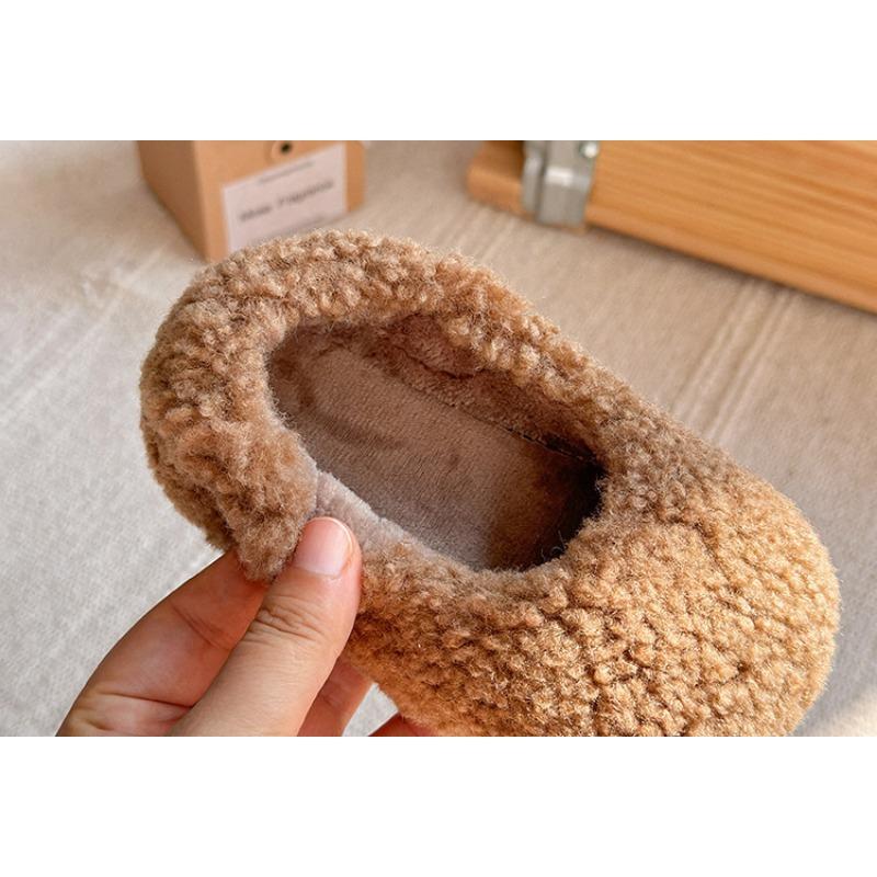 Sapatos Loafer de Inverno para Meninas com Forro de Lã Sapatos Quentes de Algodão