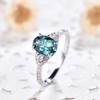 Huitan Luxury Oval Blue Cubic Zirconia Rings Charming Bright Graceful Finger Accessories for Women Delicate Jewelry for Party