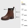 Vintage High-heeled Leather Martin Boots Women's Platform Round Head Fashion Thin Short Boots British Versatile Chelsea Boots