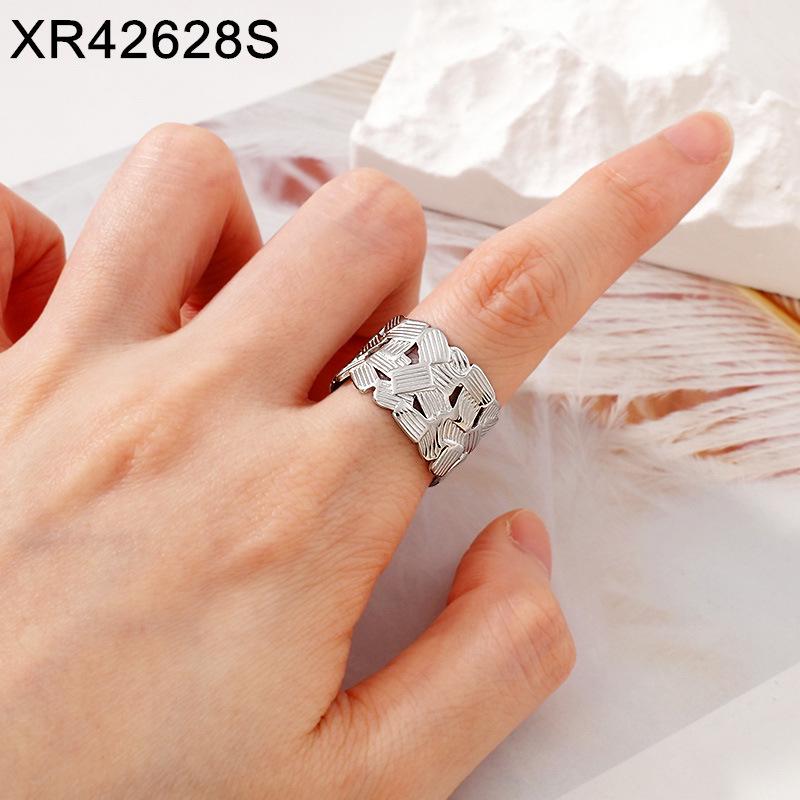 Geometric Hollow Weave Gold/Silver Plated Open Ring for Women - Trendy, Personalized, Light Luxury