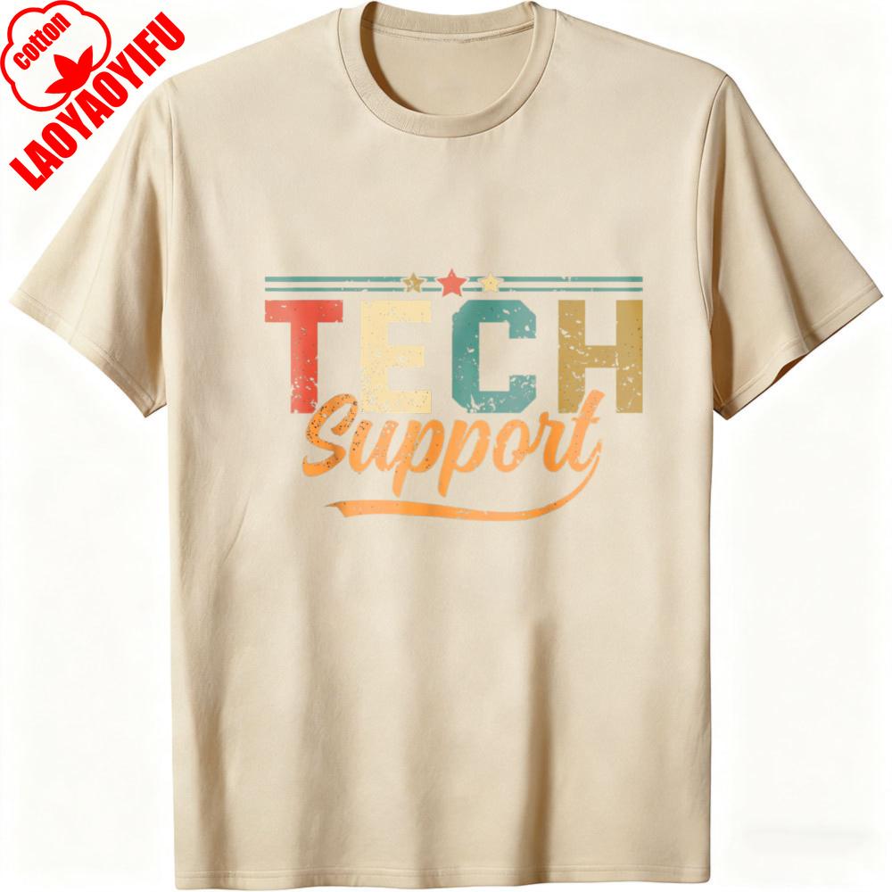Tech Support Vintage Graphic Summer Men TShirt Cotton T Shirt Regular Fit Casual Gift for Tech Lovers Fashion Loose Tops