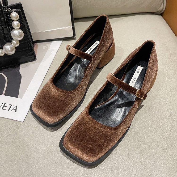 Gentle Ins Thick Heel Retro French Mary Jane Women's Shoes 2025 New Autumn and Winter Small Square Head High Heels