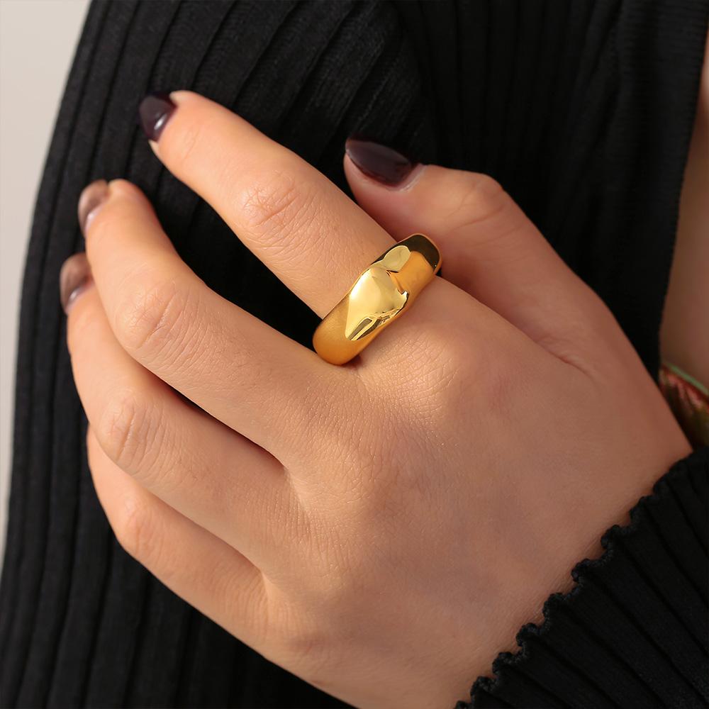 Minimalist Square Shape Stainless Steel Ring For Women 18k Gold Plated Waterproof Women's Rings  Couples Jewelry Gift