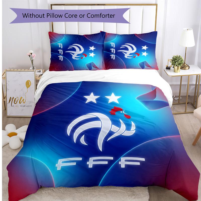 France Football Printed Bedding 3 Piece Set Cozy Breathable Bed Cover Set as Housewarming Holiday Gift