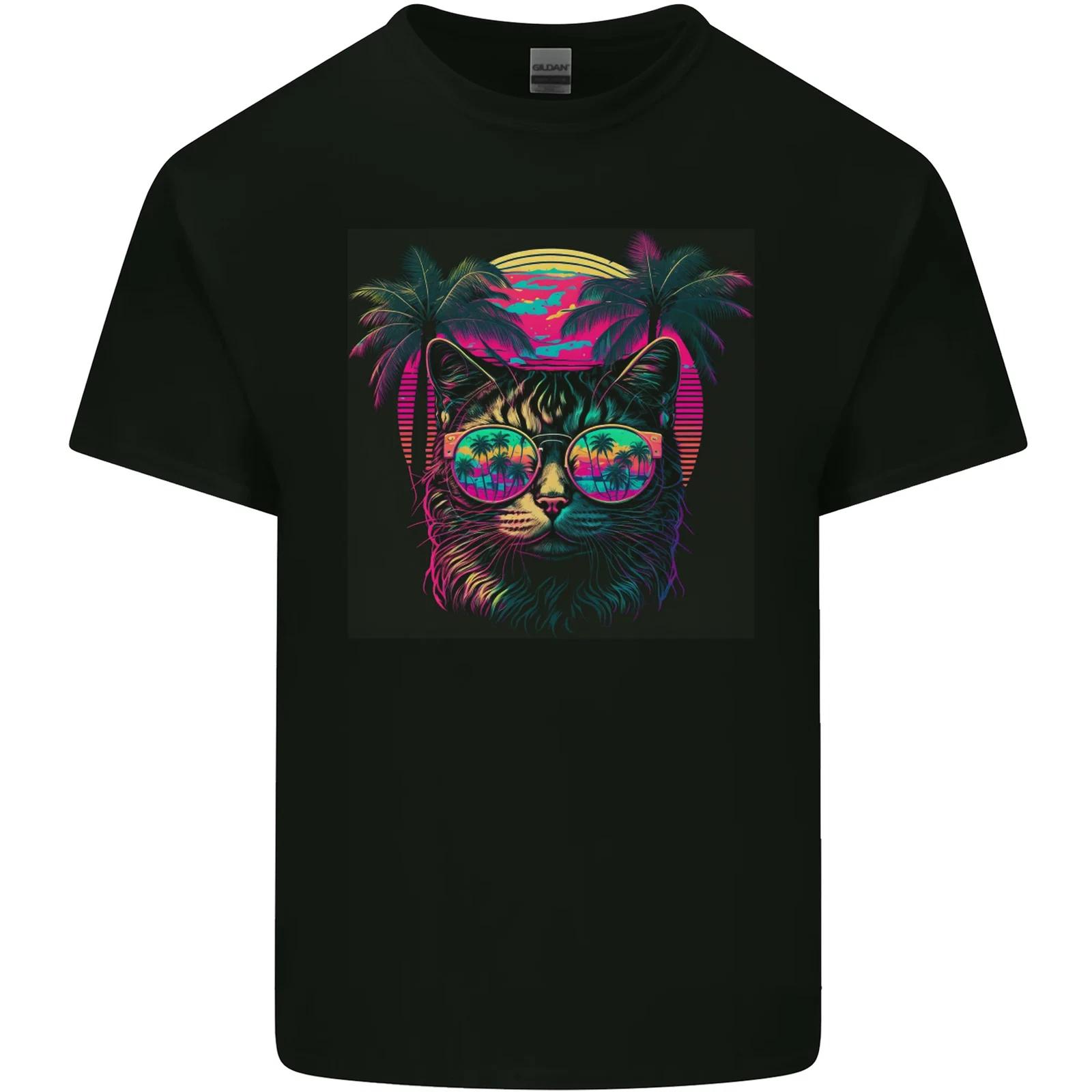 A Cool Retro Cat Kids T-Shirt Childrens S
