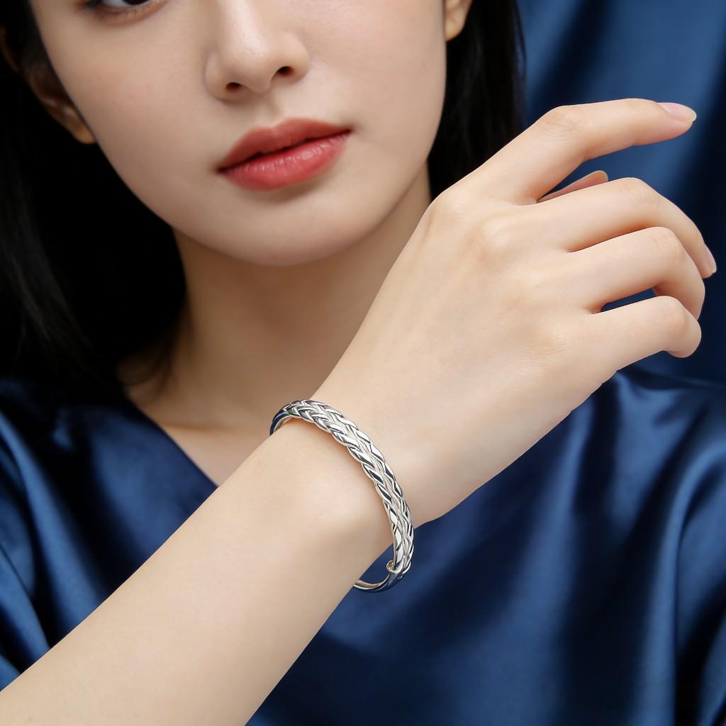 Wheat Ear Adjustable Bangle: Stylish Solid White Copper Women's Bracelet - Perfect Niche Gift