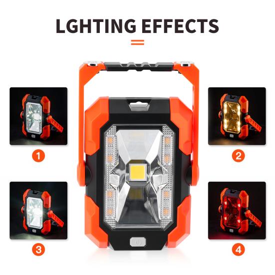 4-in-1 Solar Work Light 4 Lighting Modes USB Rechargeable LED Work Light