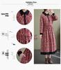 Autumn Literary Print Dress: Long-Sleeved, Cotton-Linen, Loose Fit, Extended Style with Shirt Collar