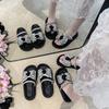 2025 Women's Summer Wear Cool Slippers with a Hundred Matching Thick-bottomed Rhinestone Bow Skirt Summer New French Flat-bottomed Drag