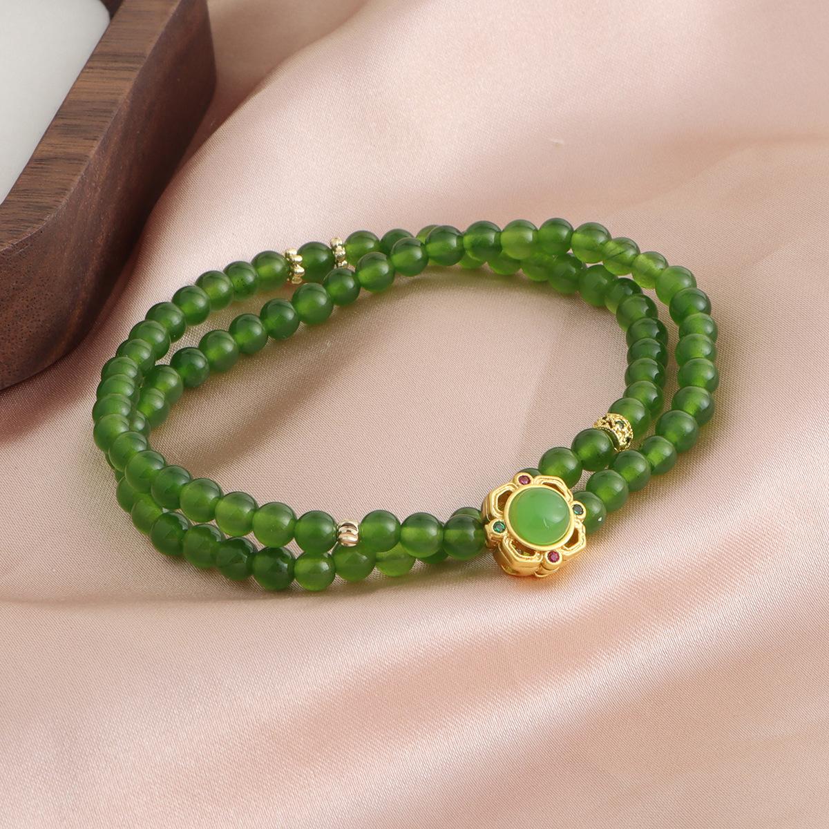 Браслет Натуральный Камень Яшма Двухслойный Браслет Инкрустированный Яшма Аксессуары Хрустальный Браслет Национальный Стиль Ретро Аксессуары