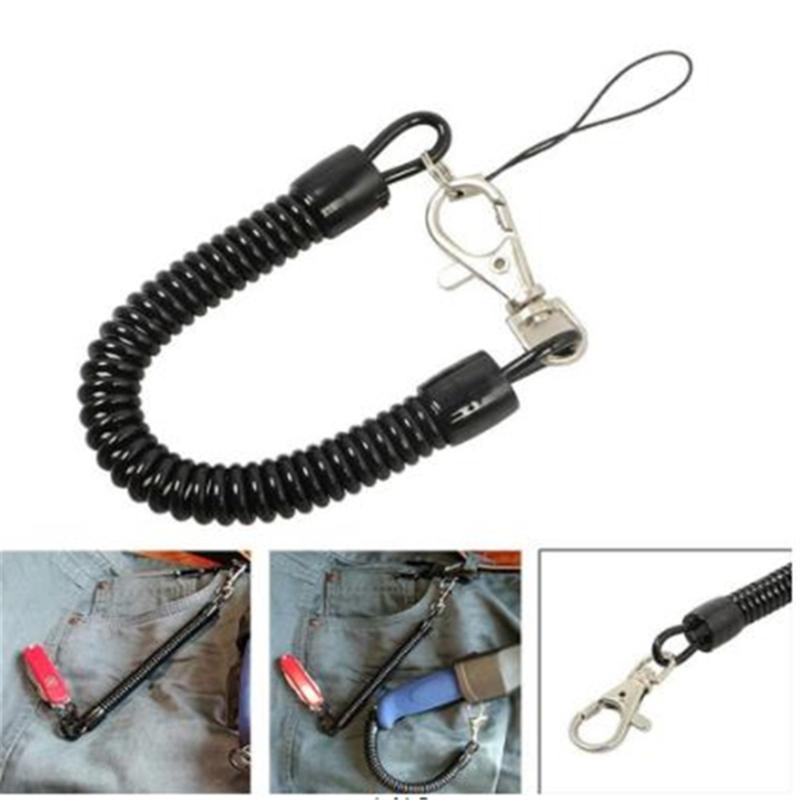 Key Lanyard Hook Spring Stretchy Coil Keyring Keychain Strap Rope Cord Swivel Lobster Clasp Clips Key Hooks Key Cord