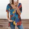 Women Square Neck Short Sleeve Blouse Watercolor Butterfly Floral Irregular Hem