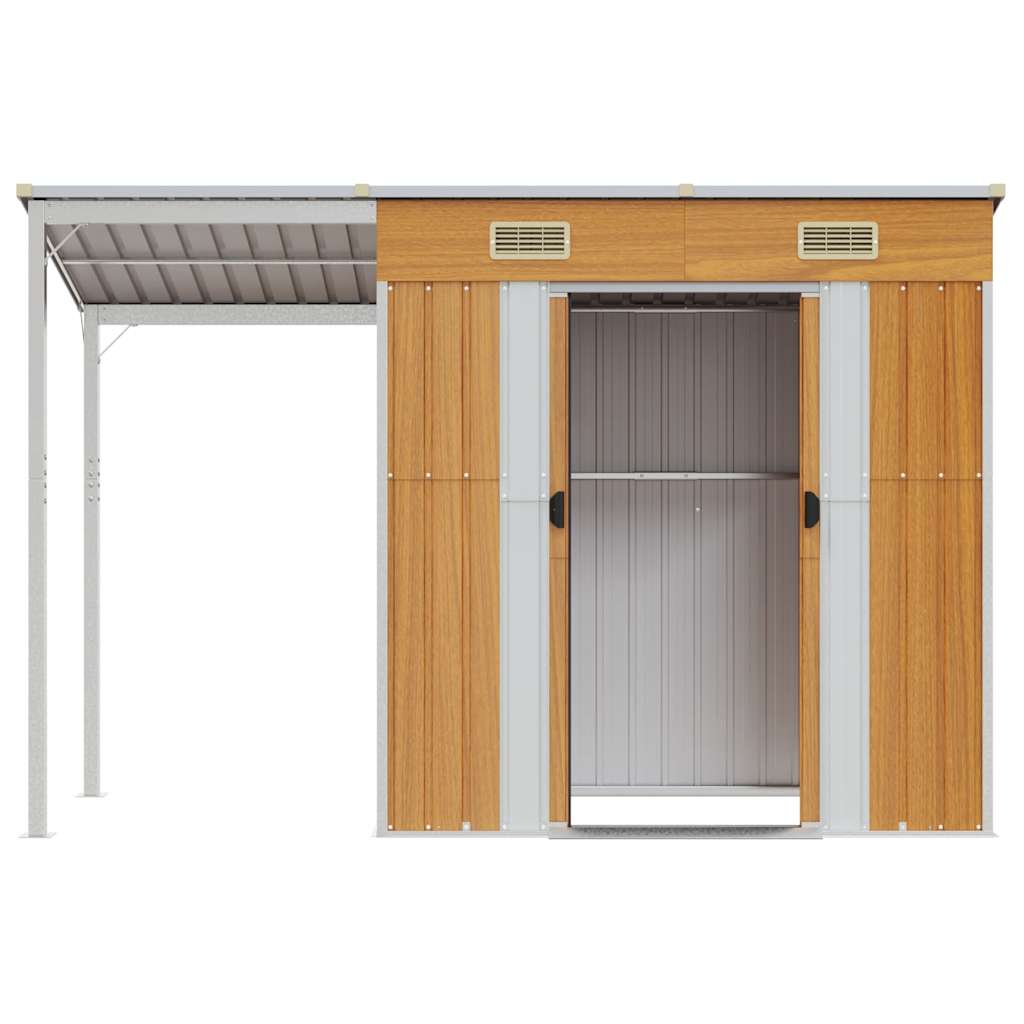 vidaXL Gartenhaus mit Schleppdach Hellbraun 277x107x181 cm Stahl
