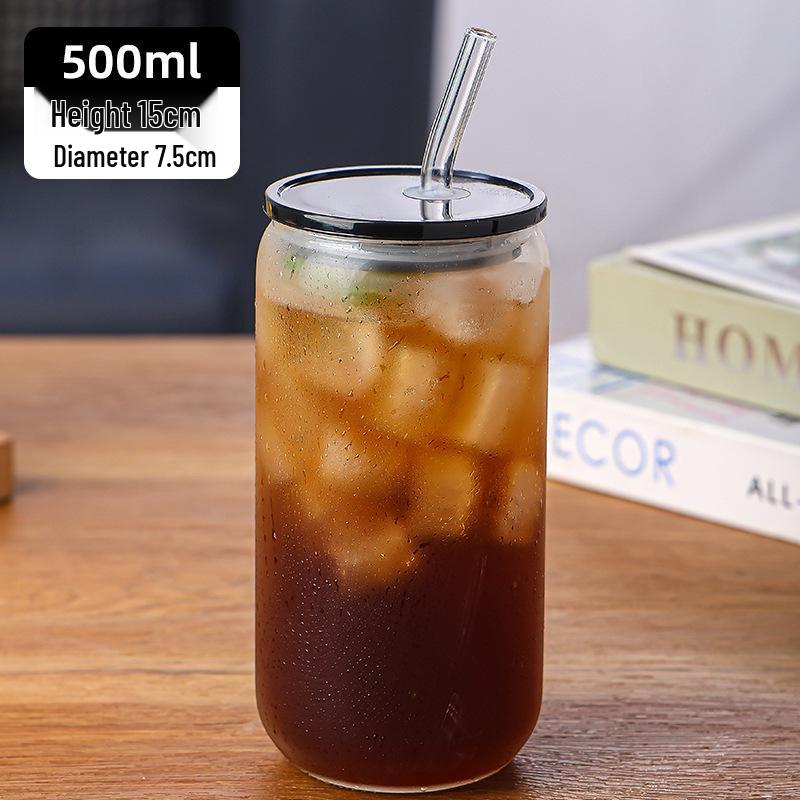 16oz High-Value Transparent Cola Cup with Bamboo Lid & Borosilicate Glass Straw, Logo Printed.
