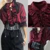Halloween Cosplay Vintage Mittelalter Viktorianisch Herren Damen Gothic Lolita Spitze Rüsche Hemden Bluse Steampunk Pirat Vampir Kostüm Ohne Gürtel