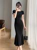 Spring/Summer Knitted Ice Silk Short Sleeve Fishtail Dress