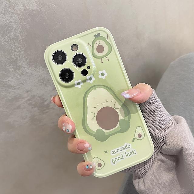 

3d милый авокадо мультфильм фрукты противоударный бампер-держатель чехол для телефона для Iphone 14 11 12 13 Pro Max мягкая задняя крышка чехол For iPhone 14Pro Max