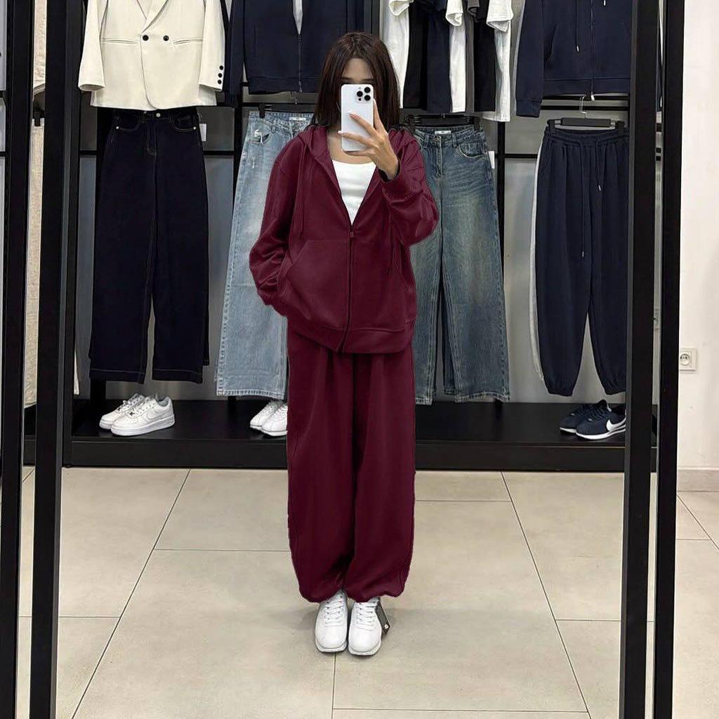 European & American Women's Fashion Summer Casual Sporty Cardigan & Zipper Pants Set
