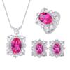 Jewelry Copper Bottom Gold Plated Jewelry Set Simulation Color Treasure Corundum Temperament Set Female Main Stone 8 * 12-6 * 8