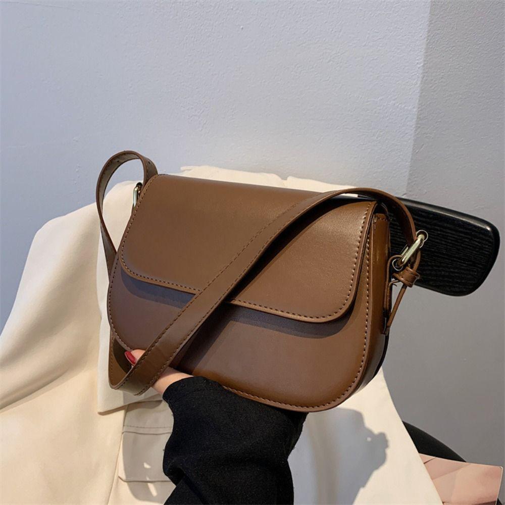 Leather PU Shoulder Bag Korean Style Women Crossbody Bag Simple Flap Crossbody Shoulder Bag  Ladies