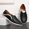 Fashion Italian Mens Shoes Comfy Summer Men Loafers Non-Slip Genuine Leather Moccasins Light Breathable Slip on Boat Shoes Lightweight