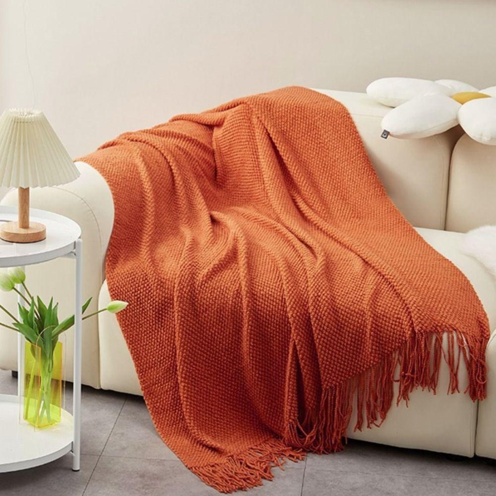 Skin-friendly Sofa Throw Blanket Solid Color Office Nap Blanket Bed Sleep Blanket Travel