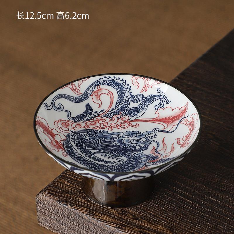 Čínska keramická miska na ovocie Modrobiely porcelán Vysoká noha Tanier na čajové pečivo Vynikajúci keramický šperk Tácka na odkladanie čajových šálok