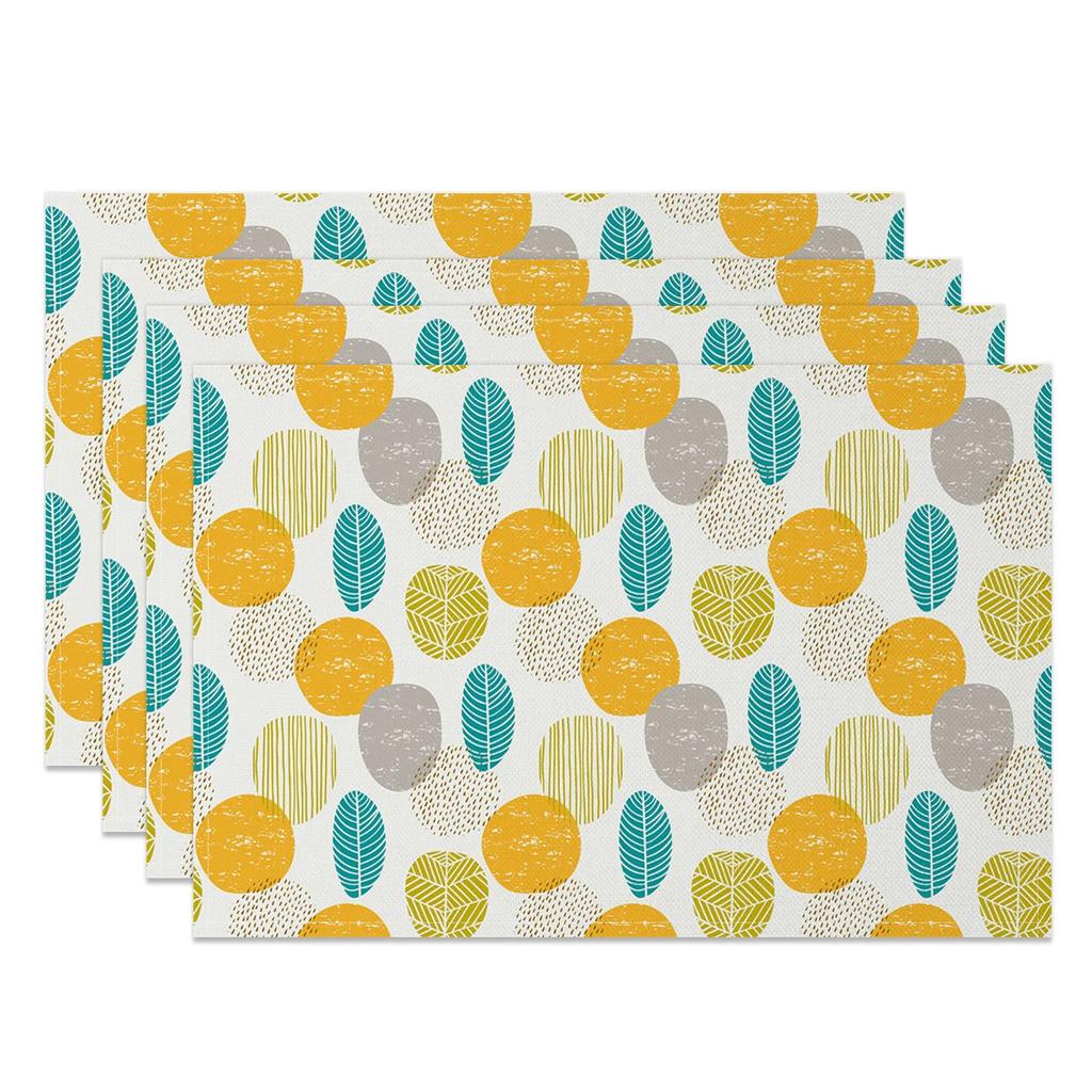 4 st Moderna Minimalistiska Bordsdukar Färsk Bladgren Mönster Naturlig Stil Vattentåliga Värmebeständiga för Matsal Kök Dekor