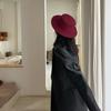 Flat top woolen hat women autumn and winter French retro casual wide brim Internet celebrity new British celebrity top hat