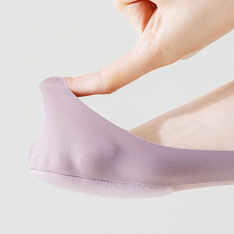Women's Boat Socks with Foam Padding Shock Absorption Thin and Breathable Ice Silk Socks Shallow Cut Invisible Non-slip Silicone Socks