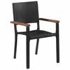 7 piece Garden Dining Set Poly Rattan Acacia Solid Wood Black
